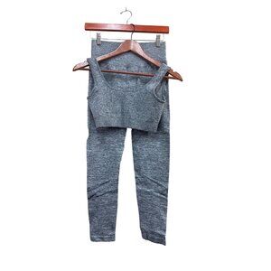 Vitality Grey Ribbed Seamless Leggings & Sports Bra Set